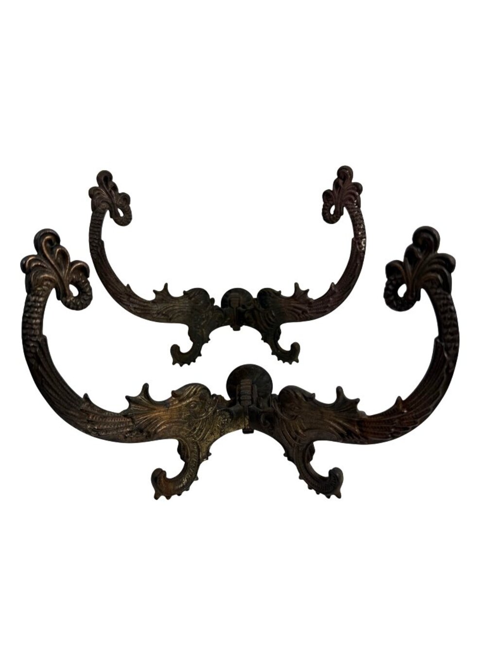 Antique Pair Victorian Mythical Dolphin Hat Coat Hall/Wall Hooks Rare